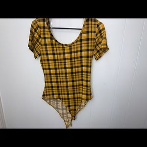 yellow and black plaid bodysuit